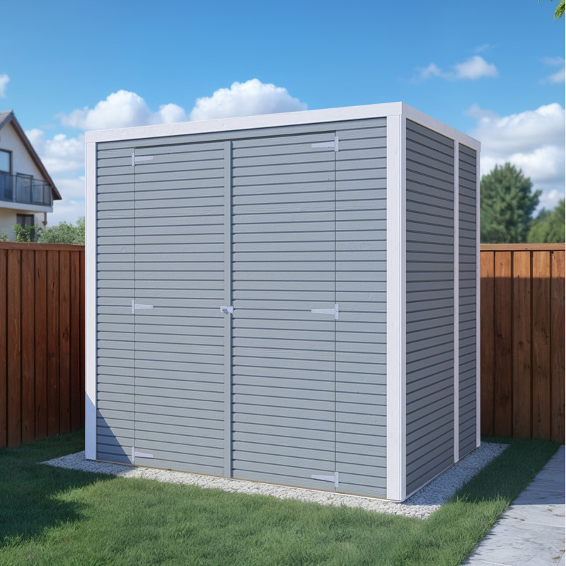 Abri de jardin en bois gris clair 3,2m² - Fineline 2 - Bertilo