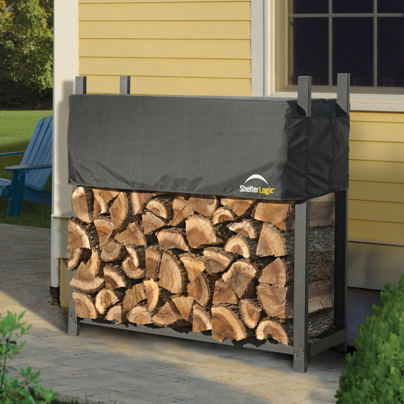 Abri à Bûches En Bois Merisier 120x45x120cm - Toiture Et Plancher Inclus - Capacité 0.65 Stère - Protection Intempéries